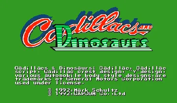 Cadillacs and Dinosaurs (World 930201) screen shot title